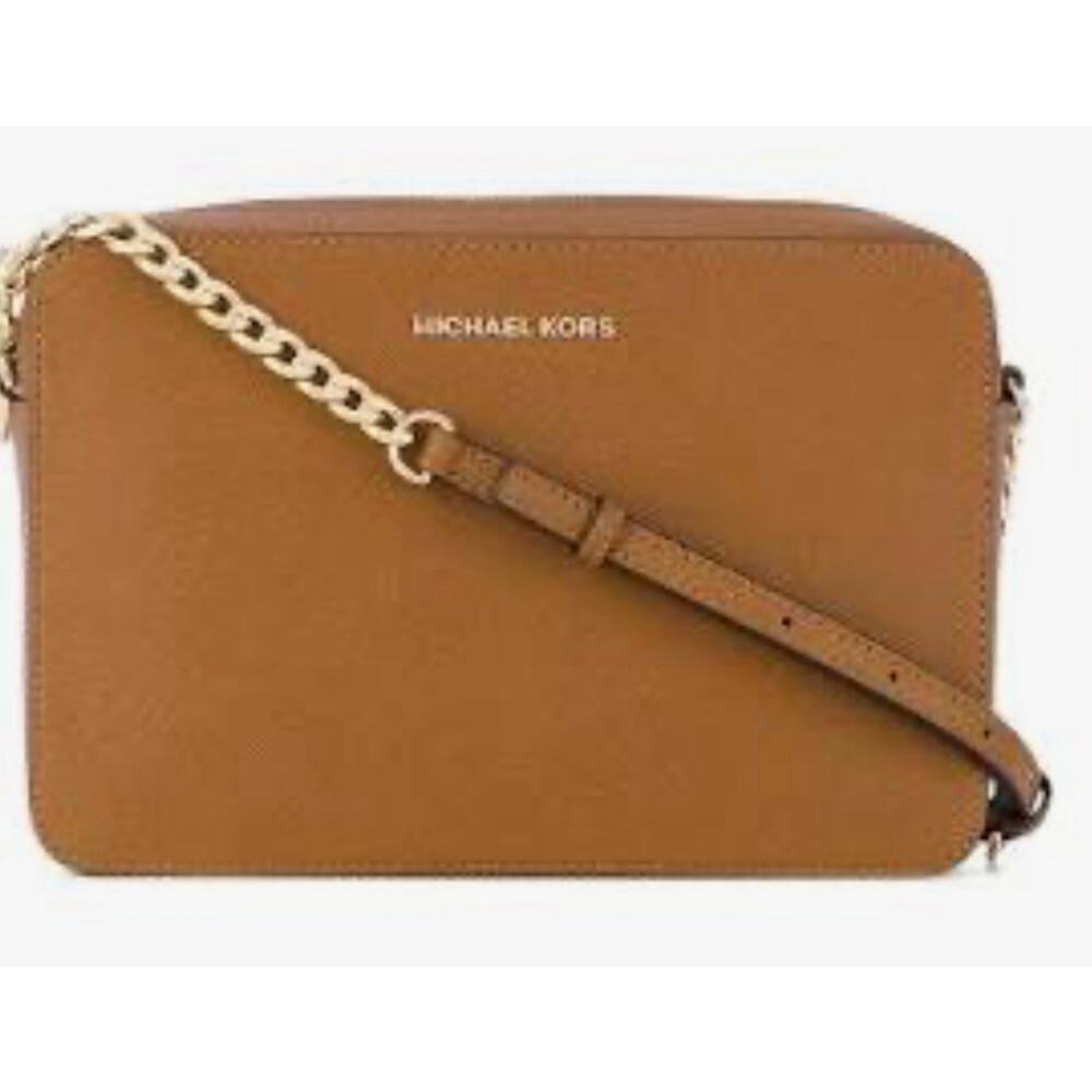 Michael Kors Jet Set Saffiano Leather Crossbody Hand Brown NWOT